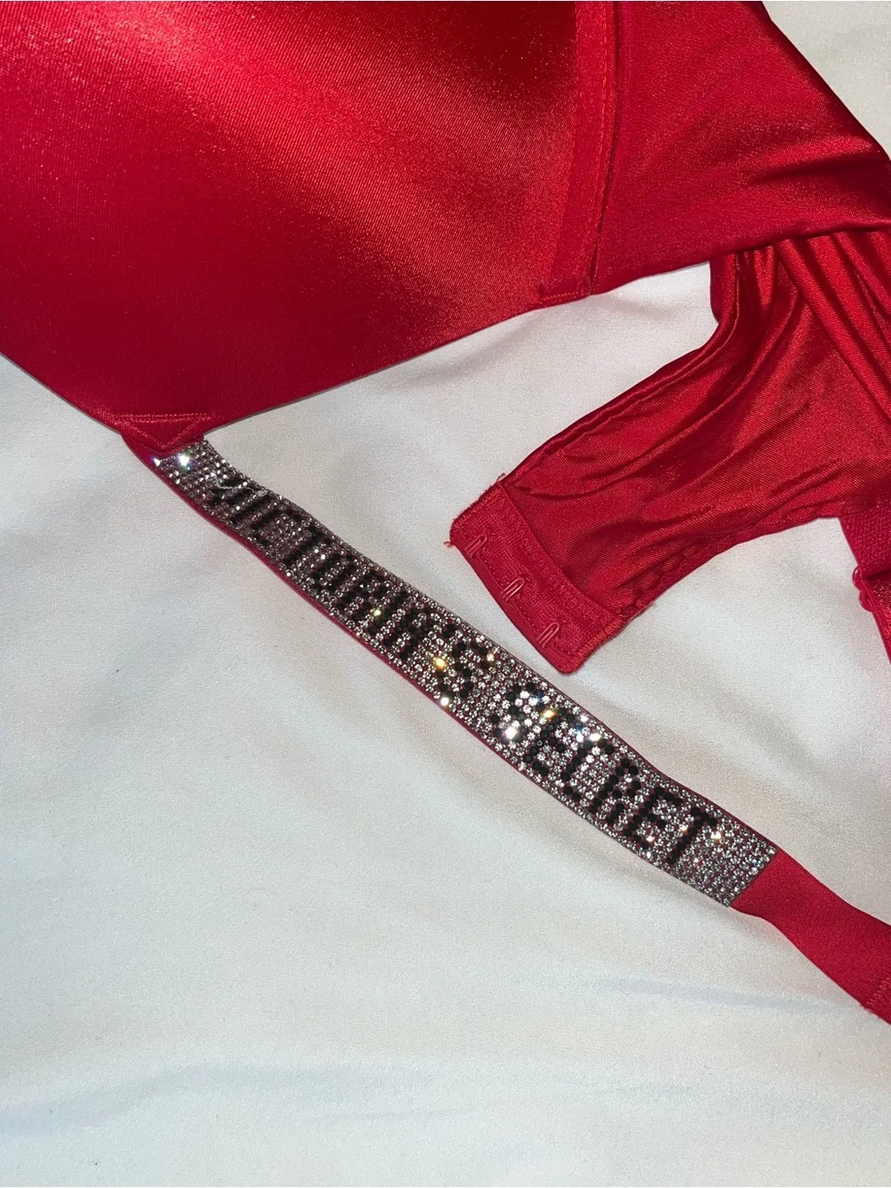 Victoria's Secret Red Push-Up Bra with Rhinestone Straps